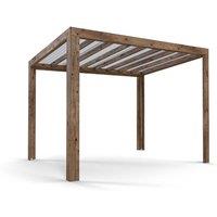 Dunster House Pergola with Roof 3m x 2.5m Pressure Treated Terracube in Brown