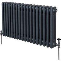 Monstershop Traditional 3 Column Radiator - 600 x 832mm - Anthracite Grey