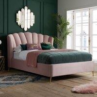 Birlea Velvet Fabric Ottoman Bed Frame Storage Lottie in Pink | Size: Double