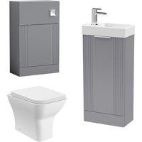 Balterley Cloakroom Suite Floor Standing Vanity Toilet Tap Set - Grey Chrome