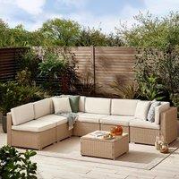 FurnitureboxUK Orlando 6 Seat Modular Outdoor Garden Rattan Sofa in Light Beige