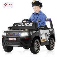 Gymax Ride On Police Car Electric Toy Vehicle With Remote Control & Lights in Black