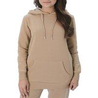 Smart Living Women's Soft Longline Hoodie Pullover with Kangaroo Pocket in Light Brown | Size: Small