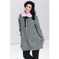Hell Bunny Women's Milo Contrasting Panel Pink Faux Coat Black-White