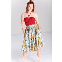 Hell Bunny Women's Pattaya Printed 50s Style Midi Skirt in Beige | Size: XS