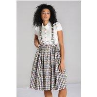 Hell Bunny Women's Fruitylou 50s Printed Pinafore Skirt in Black | Size: XS