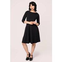 Hell Bunny Women's Lois 50s Style V Neckline Black Midi Dress | Size: Large