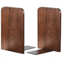 Havendro Walnut Square Book Ends 2 Pack Heavy Duty Bookends