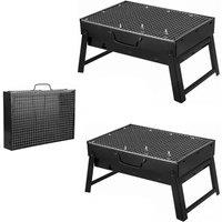 Havendro 2 X BBQ GRILL Portable Folding Charcoal BBQ Camping Grill Picnic UK in Black