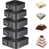 Havendro 5Pcs Square Cake Moulds Non Stick Baking Trays Set in Black