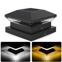 VOGREX LED Solar Powered Deck Post Light Garden Cap Landscape in Black