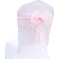 VOGREX Baby Pink 25pcs Organza Sashes Chair Cover Fuller Bow Ribbon