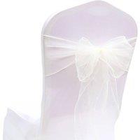 VOGREX White 25pcs Organza Sashes Chair Cover Fuller Bow Ribbon