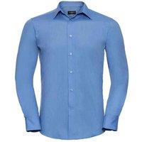Russell Collection Men's Polycotton Easy-Care Long-Sleeved Formal Shirt in Blue | Size: Medium
