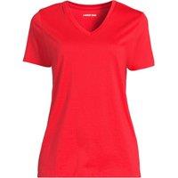 Lands' End Women's Supima Short Sleeve V-neck T-shirt in Scarlet | Size: 10-12