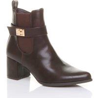 AJVANI Women's Mid Block Heel Pointed Toe Smart Casual Chelsea Ankle Boots in Brown | Size: 4