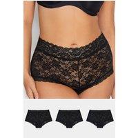 Yours Women's 3 Pack Lace Mid Rise Shorts in Black | Size: 18-20
