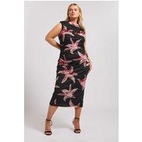 Yours Women's Slash Neck Dress in Black | Size: 16