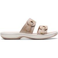Clarks Women's Brinkley Maye Sand Flat Sandals, Sliders in Beige | Size: 5-Standard Fit