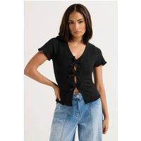 PixieGirl Women's Petite Bow Tie Top in Black | Size: 6