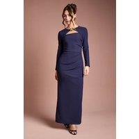 Coast Women's Stretch Crepe Long Sleeve Maxi Dress in Navy | Size: 10