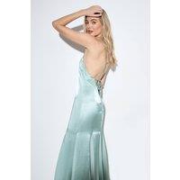 MissPap Women's Premium Satin Georgette Panel Midaxi Bridesmaid Dress in Teal | Size: 8