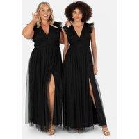 Anaya with Love Women's Deep V-Neck Maxi Dress in Black | Size: 10