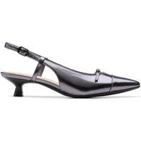 Clarks Women's Scarlyt Rowan Dark Pewter Metallic Heels, Sling Back in Grey | Size: 5.5-Standard Fit