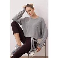 WOVCOR Women's Relaxed Fleece Sweatshirt With Stitch Detail in Grey | Size: XS