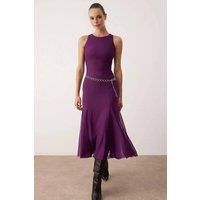 WOVCOR Women's Sleeveless Fit & Flare Midi Dress in Plum | Size: 6