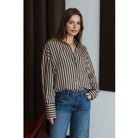 WOVCOR Women's Stripe Print Oversized Button Through Shirt | Size: Medium