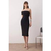 WOVCOR Women's Embellished Off-Shoulder Knit Midi Dress in Black | Size: 12