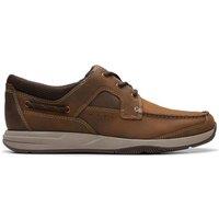 Clarks Men's Sailview Lace Beeswax Leather Boat Shoes, Lace Up in Brown | Size: 6.5-Standard Fit