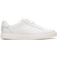 Clarks Men's Romsey Lace White Leather Trainers, Lace Up | Size: 8-Standard Fit