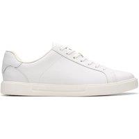 Clarks Men's Romsey Lace White Leather Trainers, Lace Up | Size: 11-Standard Fit