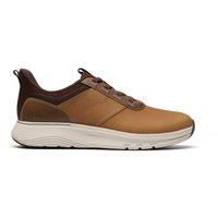 Clarks Men's Motion Trek LX Dark Tan Leather Trainers, Lace Up in Brown | Size: 10-Standard Fit