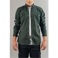 WOVCOR Men's Men's Button Through Pocket Detail Shirt in Olive | Size: Medium