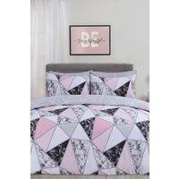 OHS Marble Geo Duvet Cover with Pillowcase Bedding Set in Light Pink | Size: King