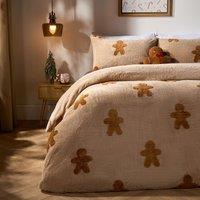 OHS Tufted Gingerbread Man Duvet Cover with Pillowcase Bedding Set in Natural | Size: Single