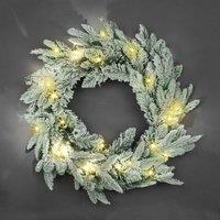 Shatchi 55cm Prelit Lapland Fir Green Christmas Wreath in Silver