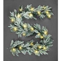 Shatchi 55cm Pre-Lit Christmas Wreath Lapland Fir for Fireplaces Home Wall Door Stair Snow Flock Artificial Xmas Tree Garden Yard in Green