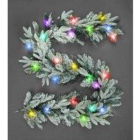 Shatchi 2m Prelit Lapland Fir Snow Flock W/Multicolour Christmas Christmas Garland in Silver