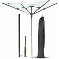 Tanness 4 Arm Rotating Clothes Airer with 45m Washing Line in Black