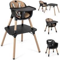 Costway 5-in-1 Convertible Baby Highchair Infant Dining Chair w/5-point Harness Tray Toddlers in Brown