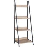 Core Products Loft Home Office Ladder Bookcase Unit With Oak Effect & Grey Metal Frames H146cm x W52cm x D46cm in Brown