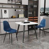Core Products Aspen White 80cm Square Dining Table with 2 Plastic Curve Chairs - Set in Blue