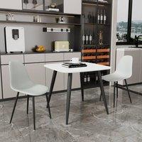 Core Products Aspen White 80cm Square Dining Table with 2 Plastic Curve Chairs - Set in Grey