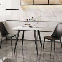 Core Products Aspen White 80cm Square Dining Table with 2 Plastic Duo Chairs - Set in Black