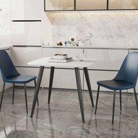 Core Products Aspen White 80cm Square Dining Table with 2 Plastic Duo Chairs - Set in Blue
