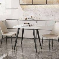 Core Products Aspen White 80cm Square Dining Table with 2 Plastic Duo Chairs - Set in Beige